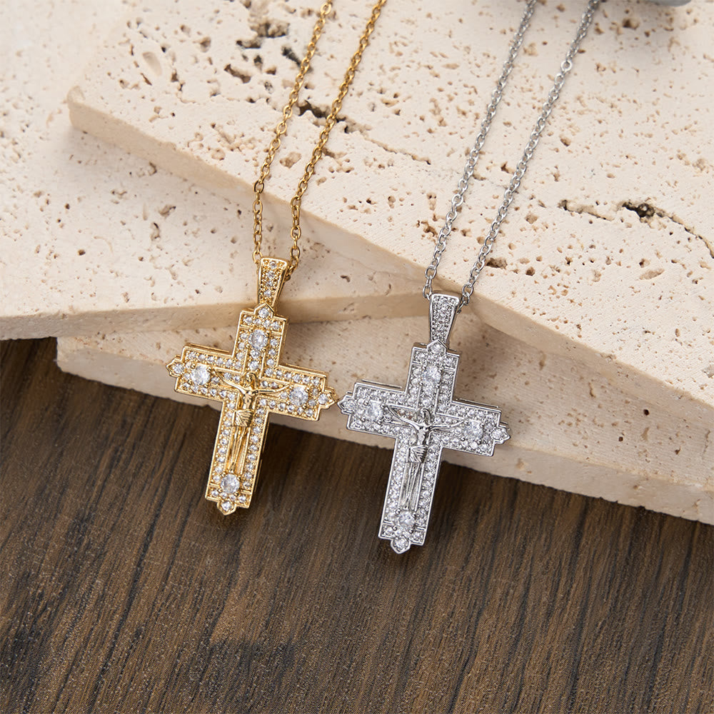 Christianartworkshop Intricate Iced-Out Crucifix Necklace with Detailed Jesus Figure: A Reminder of Sacred Truth and Guidance - image 2