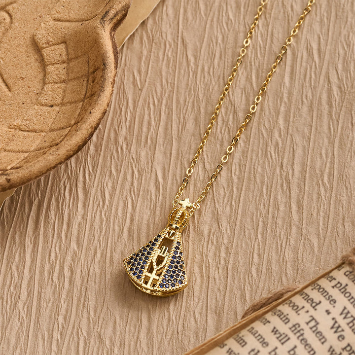 Christianartworkshop Our Lady of Aparecida Blue & White Double-Sided Pendant Necklace with Crown & Cross Details - image 2