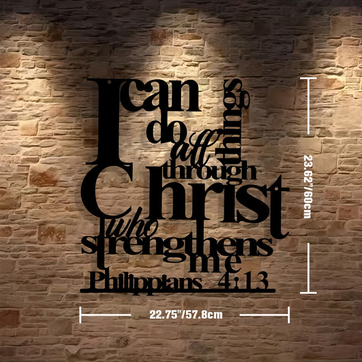 Christianartworkshop Philippians 4:13 I Can Do All Things Metal Wall Decor: Christ’s Strength for Your Walls - 22.75"*23.62*0.06"/ 57.8*60*0.15cm - Black - image 9