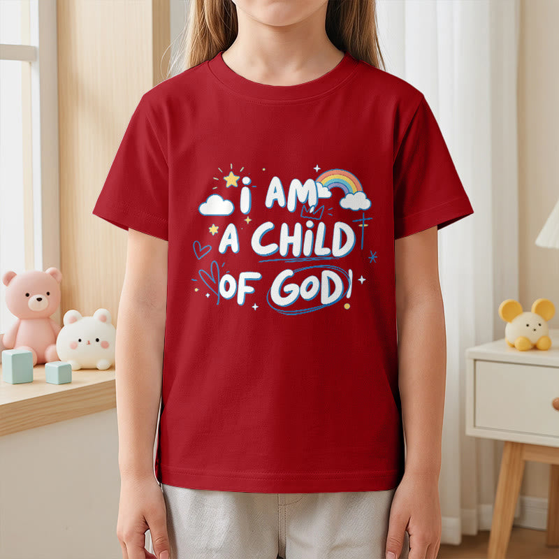 Christianartworkshop Whimsical Cloud & Cross Kids T-Shirt with I Am a Child of God - image 4