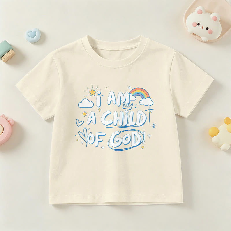 Christianartworkshop Whimsical Cloud & Cross Kids T-Shirt with I Am a Child of God - Beige - US/UK/AU 14, EU170 - image 21
