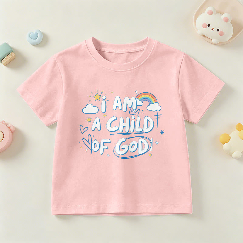 Christianartworkshop Whimsical Cloud & Cross Kids T-Shirt with I Am a Child of God - Pink - US/UK/AU 14, EU170 - image 6