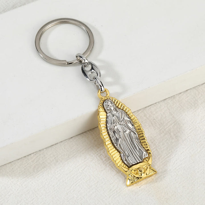 Christianartworkshop Two-Tone Our Lady of Guadalupe Keychain with Radiant Border: A Reminder of Divine Protection - image 5