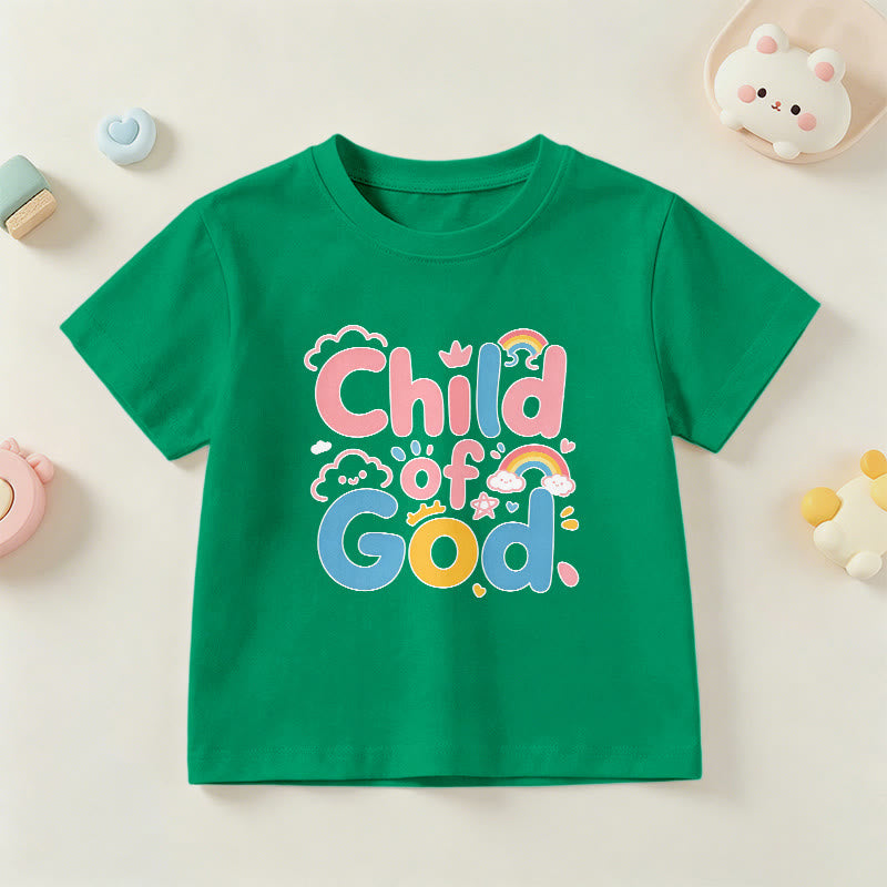 Christianartworkshop Uplifting Child of God Rainbow Accent Kids T-Shirt - Green - US/UK/AU 14, EU170 - image 12