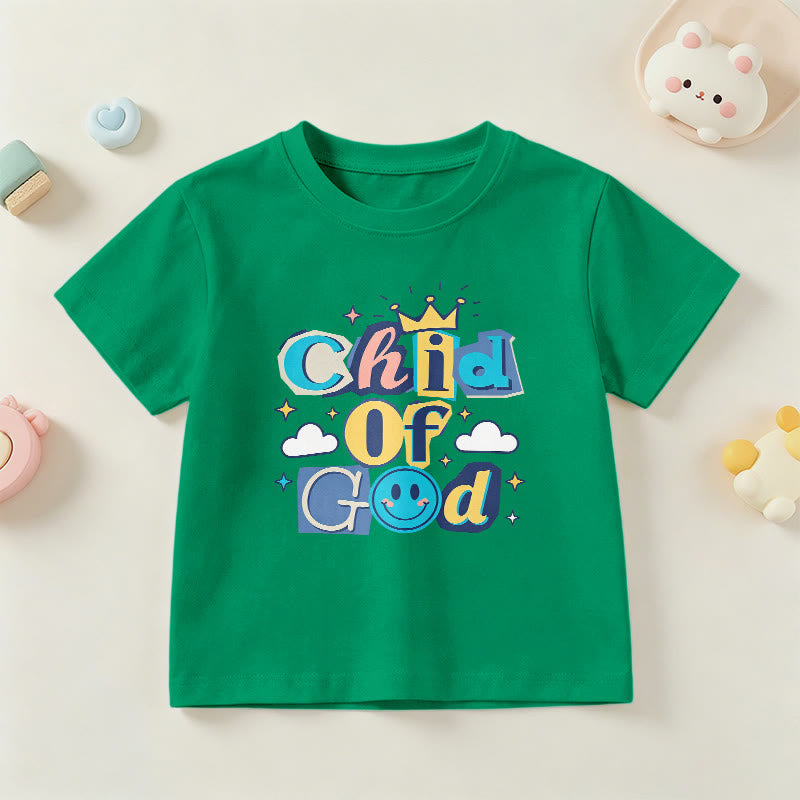 Christianartworkshop Whimsical Crown and Star Accent Child of God Kids T-Shirt - Green - US/UK/AU 14, EU170 - image 15