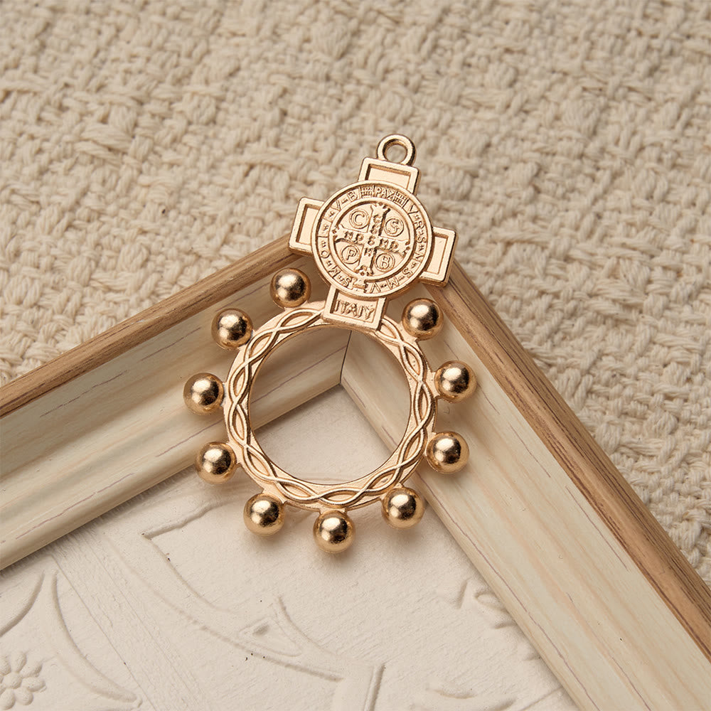 Christianartworkshop St. Benedict Finger Rosary with Beaded Halo Frame: A Symbol of Divine Protection - image 5