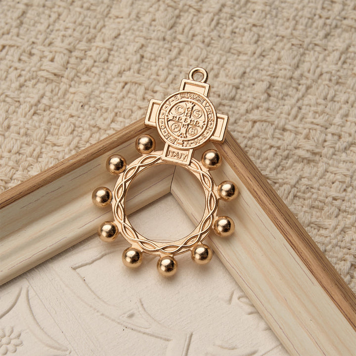 Christianartworkshop St. Benedict Finger Rosary with Beaded Halo Frame: A Symbol of Divine Protection - image 5