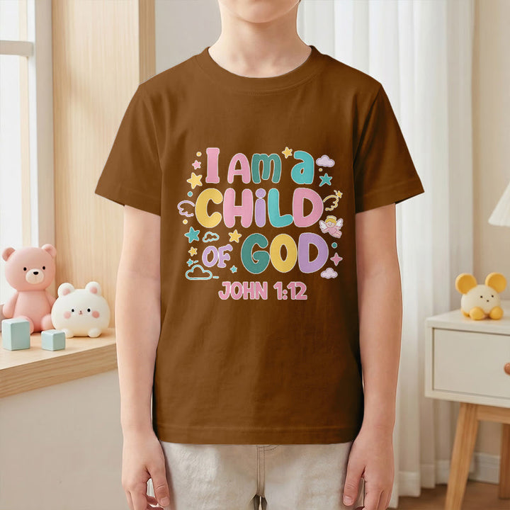 Christianartworkshop Whimsical Angel and Star Accent I Am a Child of God John 1:12 Kids T-Shirt - image 22