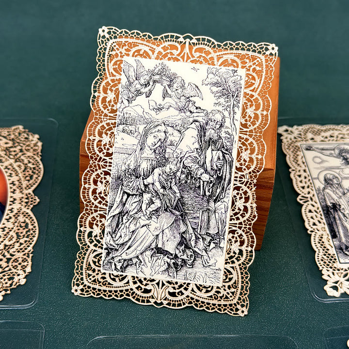 Christianartworkshop Intricate Lace Holy Card Bookmark with Ornate Floral Border: A Reminder of Divine Beauty - Q - image 21