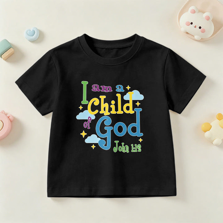 Christianartworkshop Uplifting Whimsical Cloud & Star I Am a Child of God John 1:12 Kids T-Shirt - Black - US/UK/AU 14, EU170 - image 24
