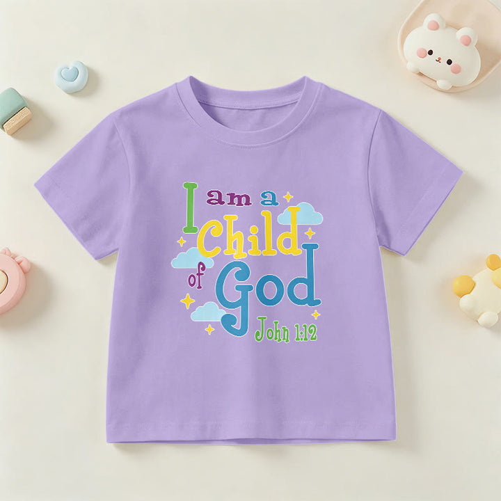 Christianartworkshop Uplifting Whimsical Cloud & Star I Am a Child of God John 1:12 Kids T-Shirt - Purple - US/UK/AU 14, EU170 - image 9