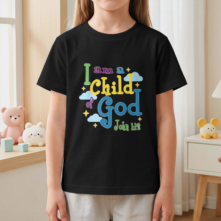 Christianartworkshop Uplifting Whimsical Cloud & Star I Am a Child of God John 1:12 Kids T-Shirt - image 26