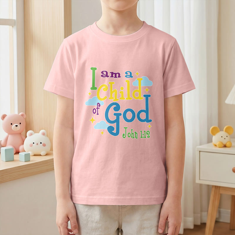 Christianartworkshop Uplifting Whimsical Cloud & Star I Am a Child of God John 1:12 Kids T-Shirt - image 13