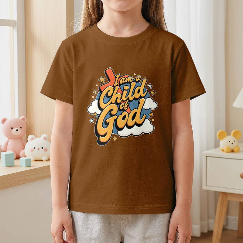 Christianartworkshop Playful Cross and Cloud Accent I Am a Child of God Kids T-Shirt - image 23