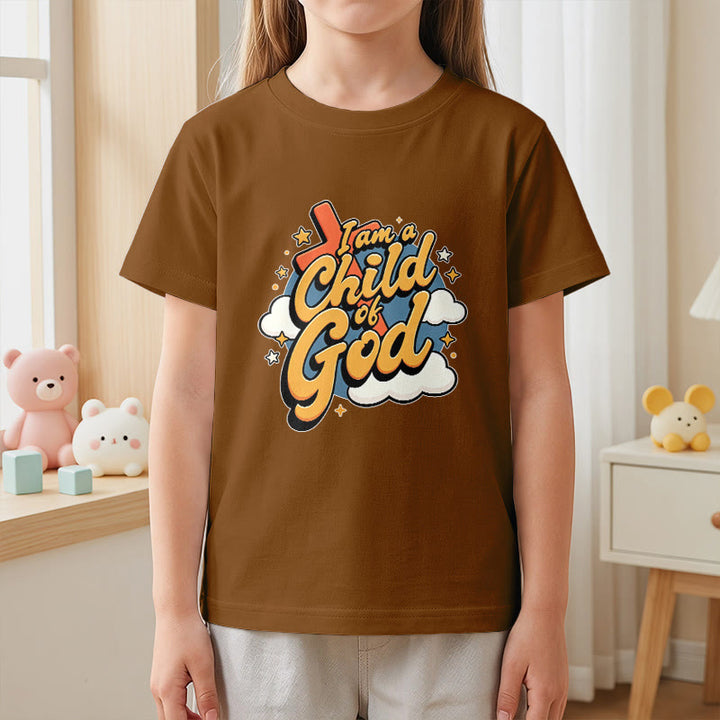 Christianartworkshop Playful Cross and Cloud Accent I Am a Child of God Kids T-Shirt - image 23