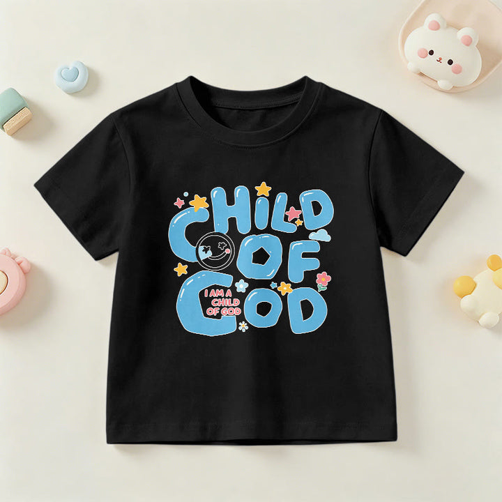 Christianartworkshop Whimsical Smiley Face and Floral Accent Child of God Kids T-Shirt - Black - US/UK/AU 14, EU170 - image 27