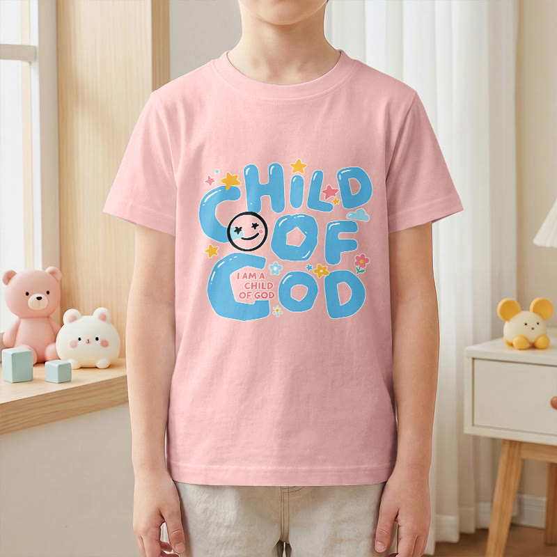 Christianartworkshop Whimsical Smiley Face and Floral Accent Child of God Kids T-Shirt - image 16