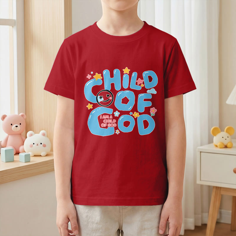 Christianartworkshop Whimsical Smiley Face and Floral Accent Child of God Kids T-Shirt - image 13