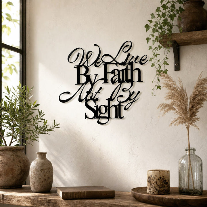 Christianartworkshop We Live By Faith Not By Sight Cursive Script Metal Wall Decor: A Bold Reminder of Trusting the Unseen - image 2