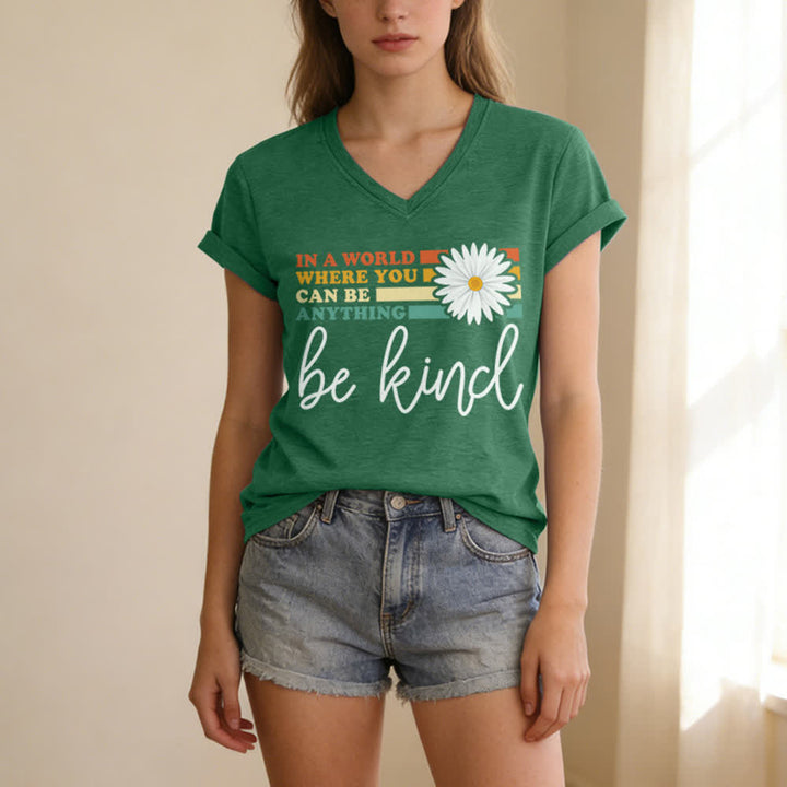 Christianartworkshop Women's In A World Where You Can Be Anything Be Kind V-neck T-shirt - image 15