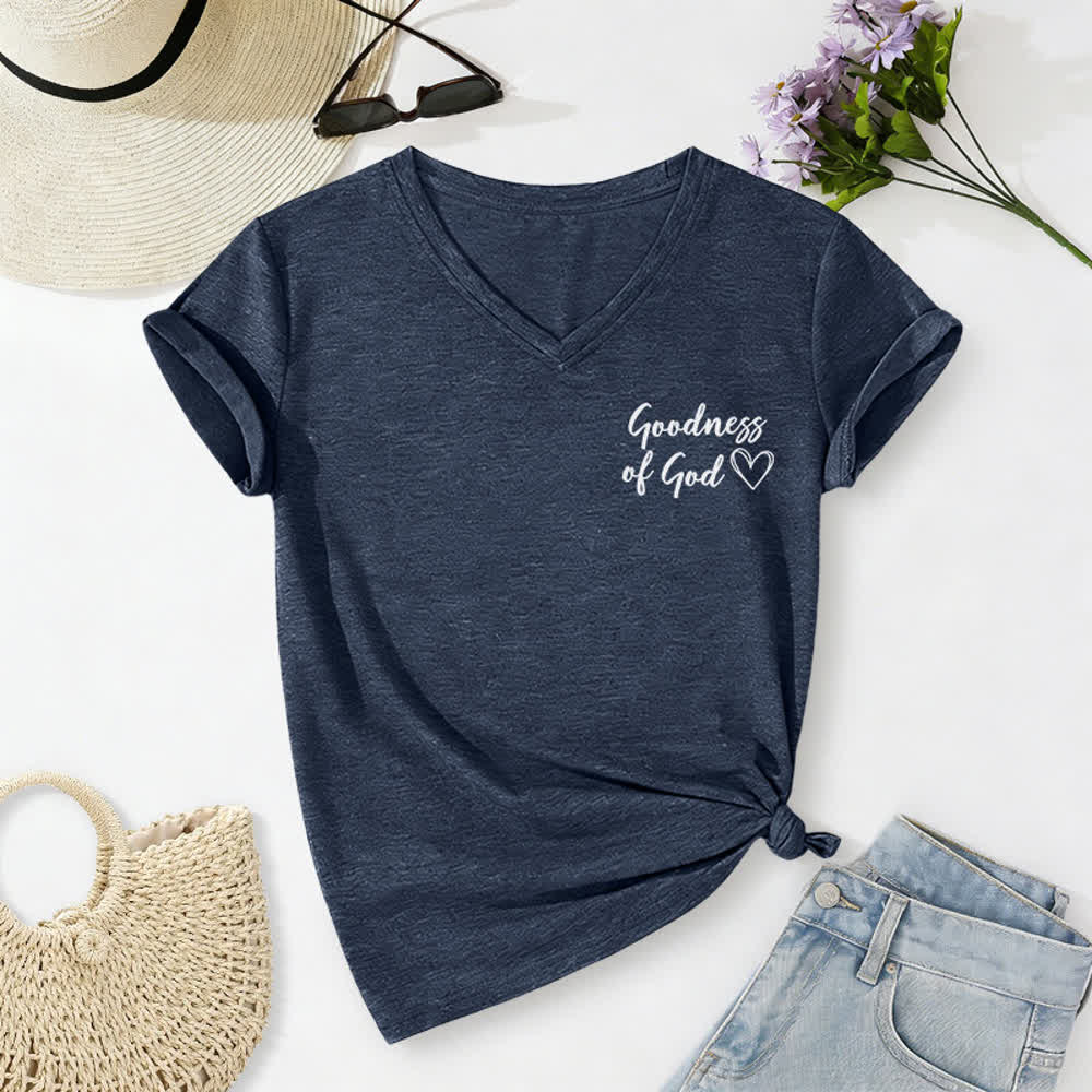 Christianartworkshop Women's I Will Sing Of The Goodness Of God Casual V-neck T-shirt - image 42