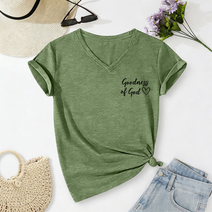 Christianartworkshop Women's I Will Sing Of The Goodness Of God Casual V-neck T-shirt - image 27