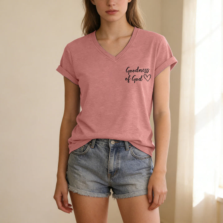 Christianartworkshop Women's I Will Sing Of The Goodness Of God Casual V-neck T-shirt - image 49