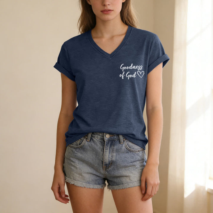 Christianartworkshop Women's I Will Sing Of The Goodness Of God Casual V-neck T-shirt - image 44