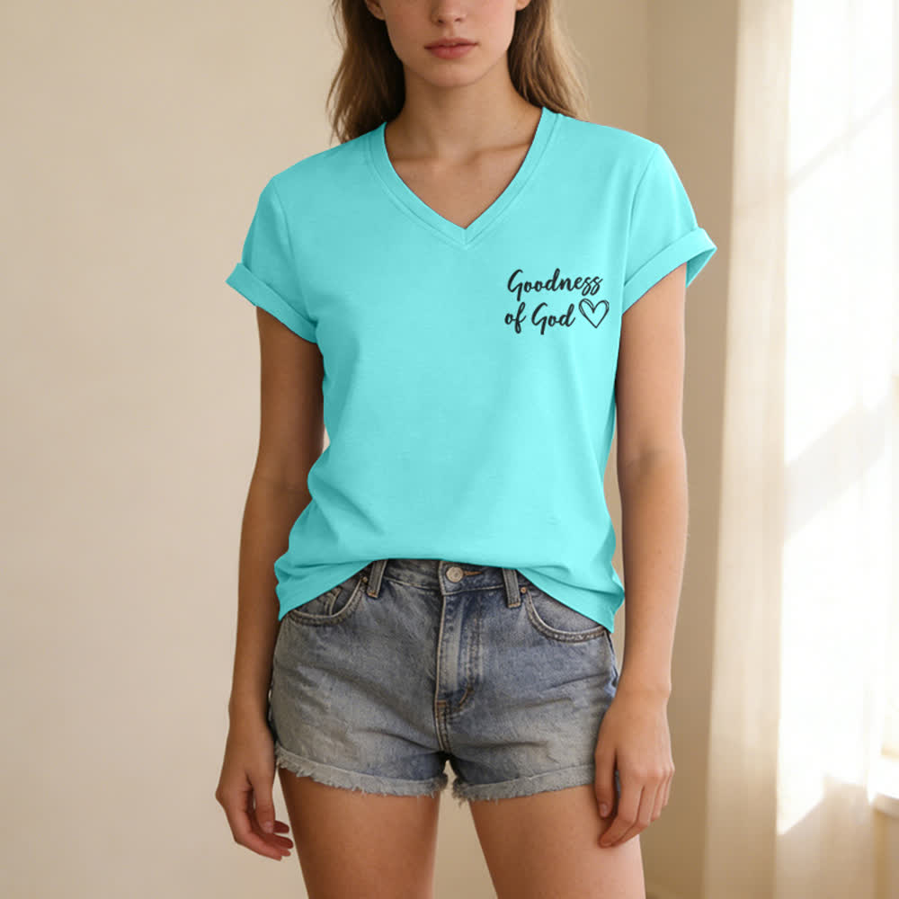 Christianartworkshop Women's I Will Sing Of The Goodness Of God Casual V-neck T-shirt - image 39