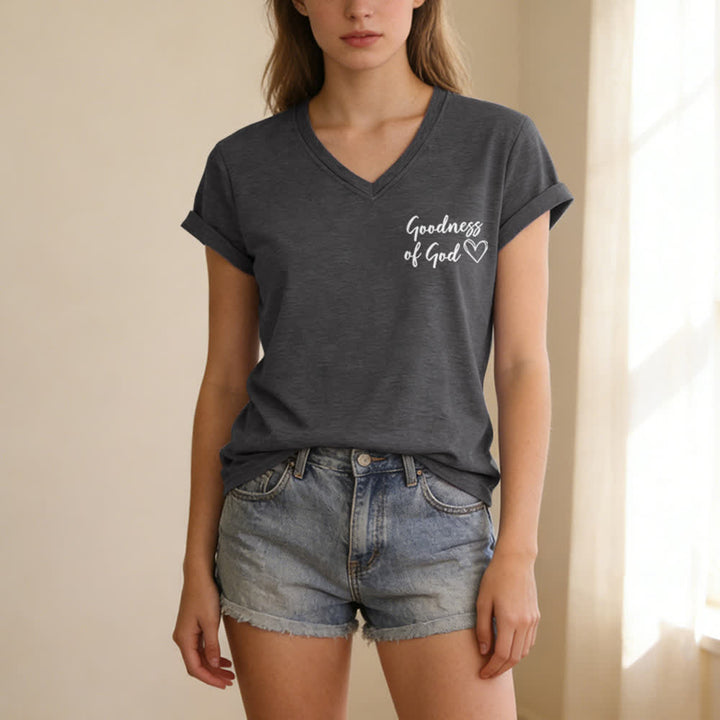 Christianartworkshop Women's I Will Sing Of The Goodness Of God Casual V-neck T-shirt - image 14