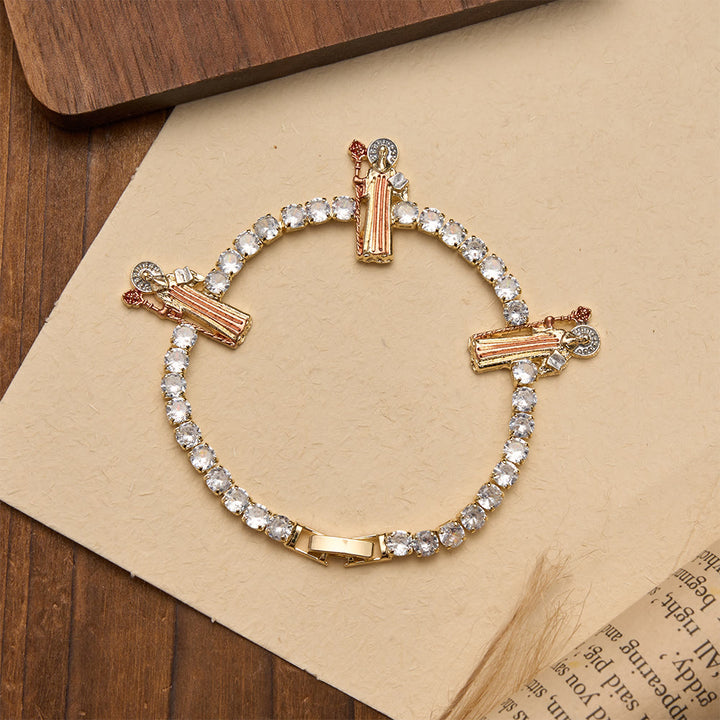 Christianartworkshop Sparkling Zircon Tennis Bracelet with St. Jude, St. Benedict, and Our Lady Motifs: A Reminder of Heavenly Grace - image 15