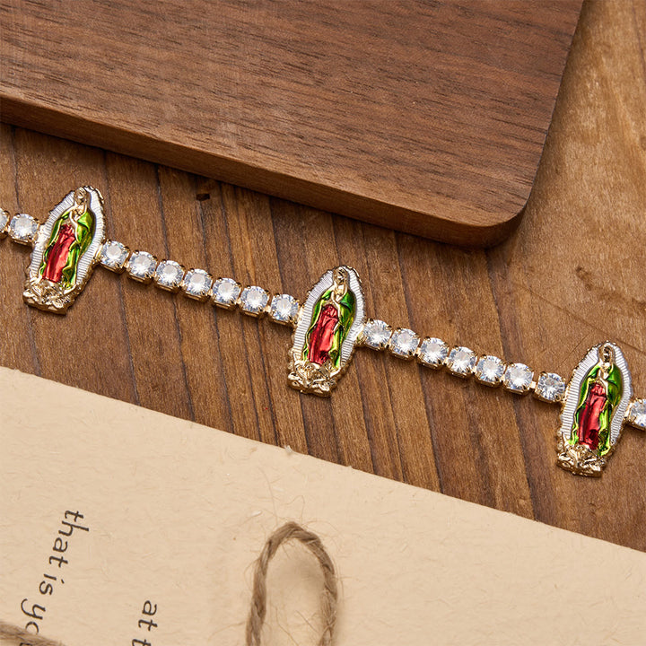 Christianartworkshop Sparkling Zircon Tennis Bracelet with St. Jude, St. Benedict, and Our Lady Motifs: A Reminder of Heavenly Grace - image 6