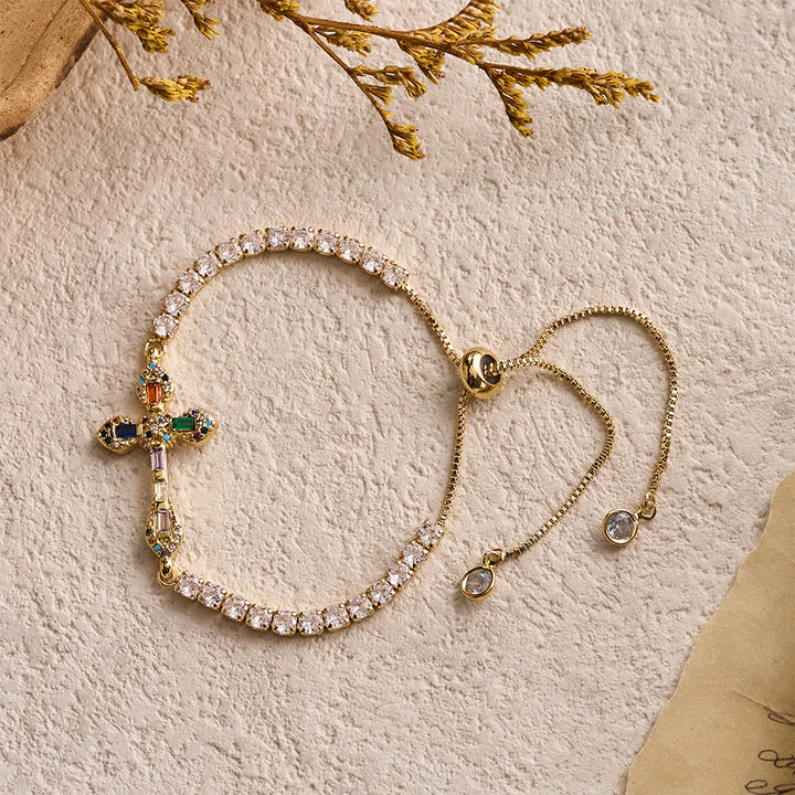 Christianartworkshop Adjustable Tennis Bracelet with Colorful Zircon Cross Charm: A Symbol of Vibrant Faith - image 5