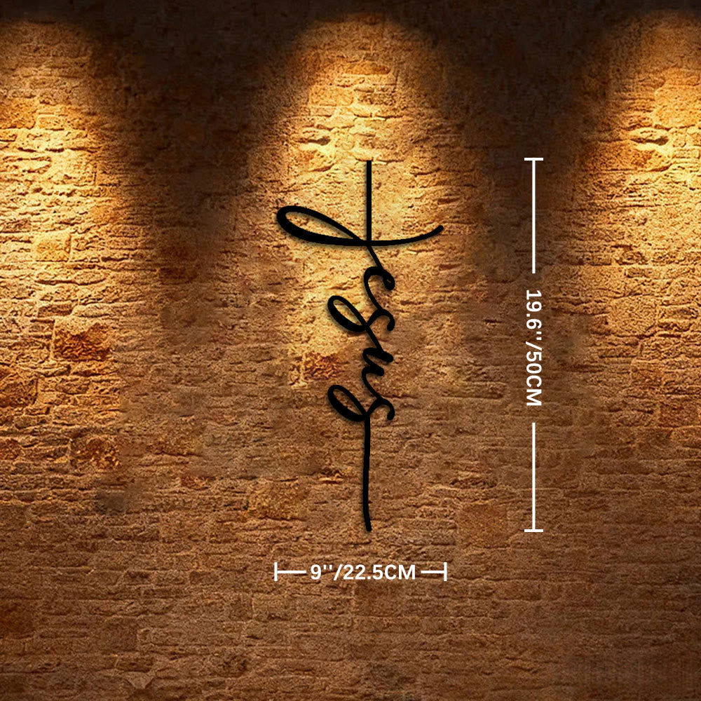 Christianartworkshop Jesus Script Cross Metal Wall Decor: A Minimalist Statement of Faith - 19.69''*8.86''*0.0''/50cm*22.5cm*0.12cm - image 7