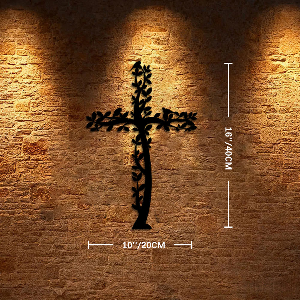 Christianartworkshop Tree-Shaped Cross Metal Wall Decor: A Powerful Statement of Living Faith - 15.7''*10''*0.04''/40cm*20cm*0.1cm - image 6