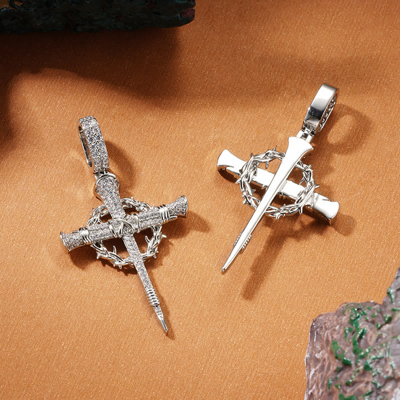 Christianartworkshop Pave Zircon Nail Cross Necklace with Crown of Thorns: A Reminder of Divine Love - image 6