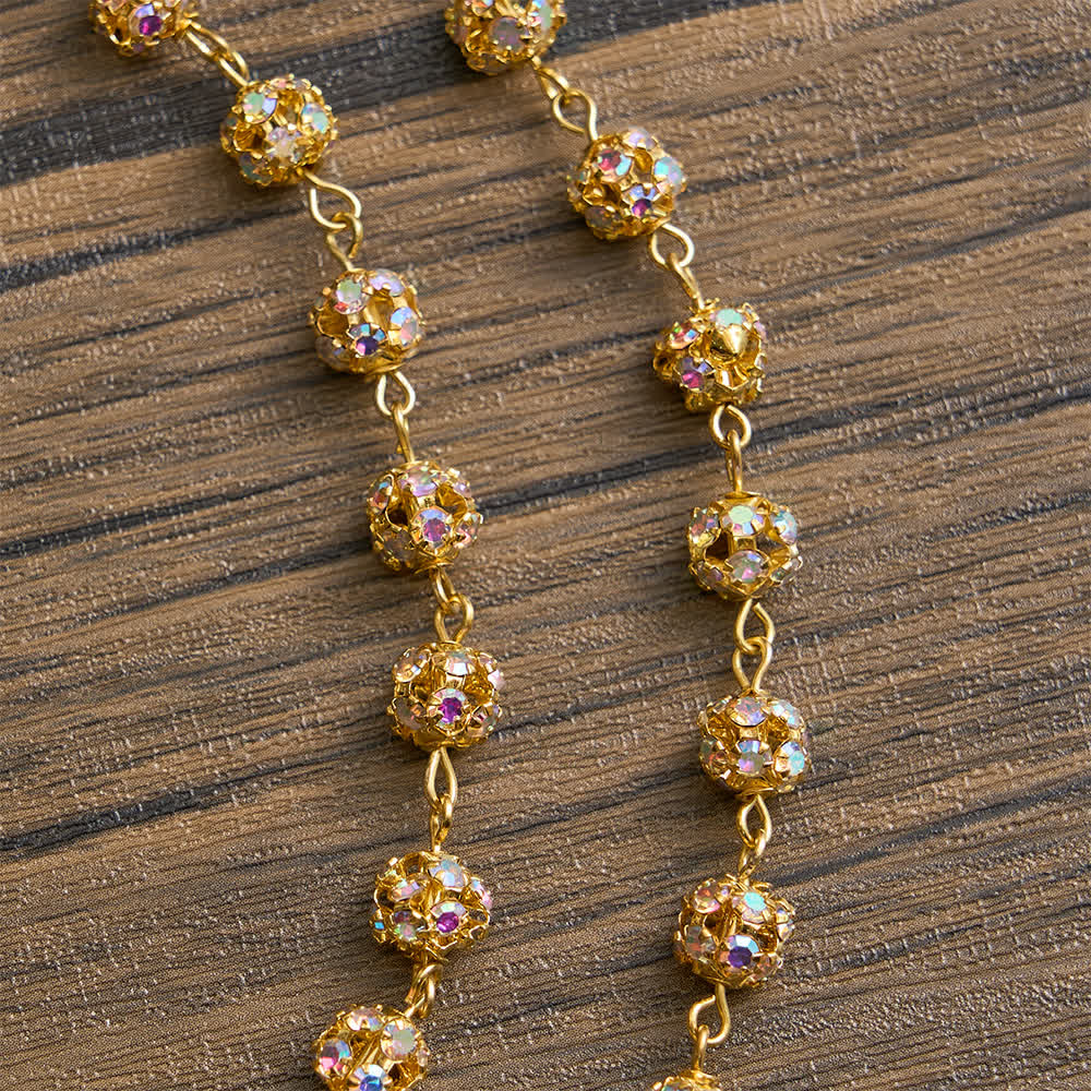 Christianartworkshop Golden Rhinestone Six Tablets Rosary with Our Lady of Fatima - image 6