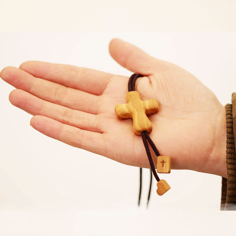 Christianartworkshop Refined Olive Wood Cross Pendant Necklace with Engraved Details: An Emblem of Unwavering Devotion - image 4