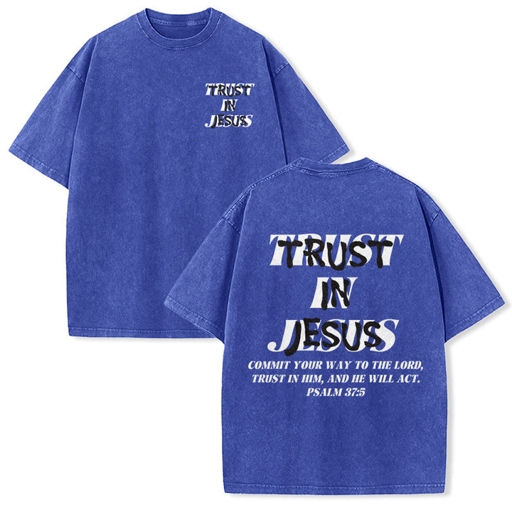 Christianartworkshop Trust In Jesus Psalm 37 5 Front And Back Print Washed Unisex T-Shirt - Blue - 5XL - image 21