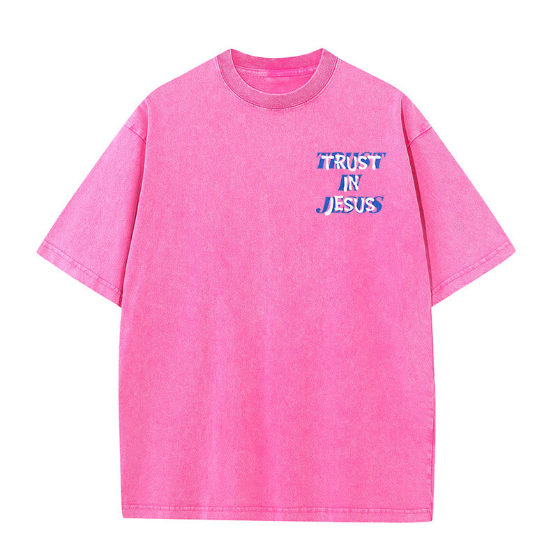 Christianartworkshop Trust In Jesus Psalm 37 5 Front And Back Print Washed Unisex T-Shirt - image 17