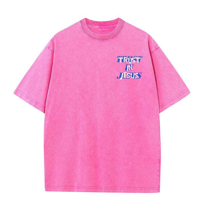 Christianartworkshop Trust In Jesus Psalm 37 5 Front And Back Print Washed Unisex T-Shirt - image 17