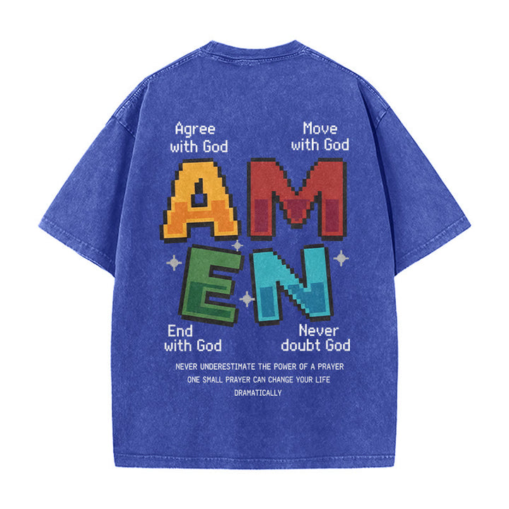 Christianartworkshop Amen Pixel Art Agree Move End Never Acronym Front And Back Print Washed T-Shirt - image 23
