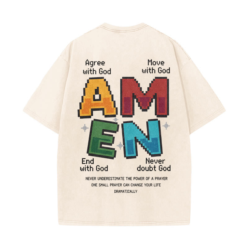 Christianartworkshop Amen Pixel Art Agree Move End Never Acronym Front And Back Print Washed T-Shirt - image 5