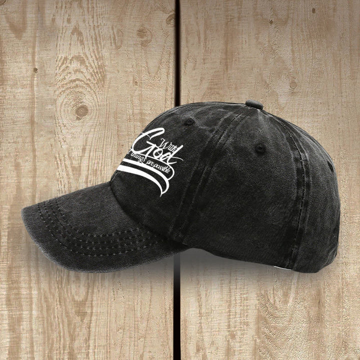 Christianartworkshop With God All Things Are Possible Heart Cross Script Washed Baseball Cap - image 2