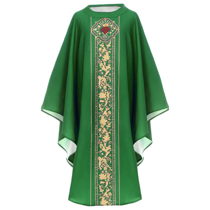 Christianartworkshop Chasuble With Sacred Heart Crest And Floral Vine Embroidery Chasuble - image 1