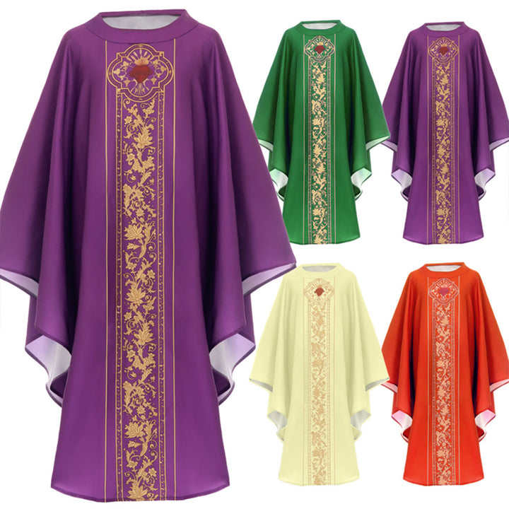 Christianartworkshop Chasuble With Sacred Heart Crest And Floral Vine Embroidery Chasuble - image 16