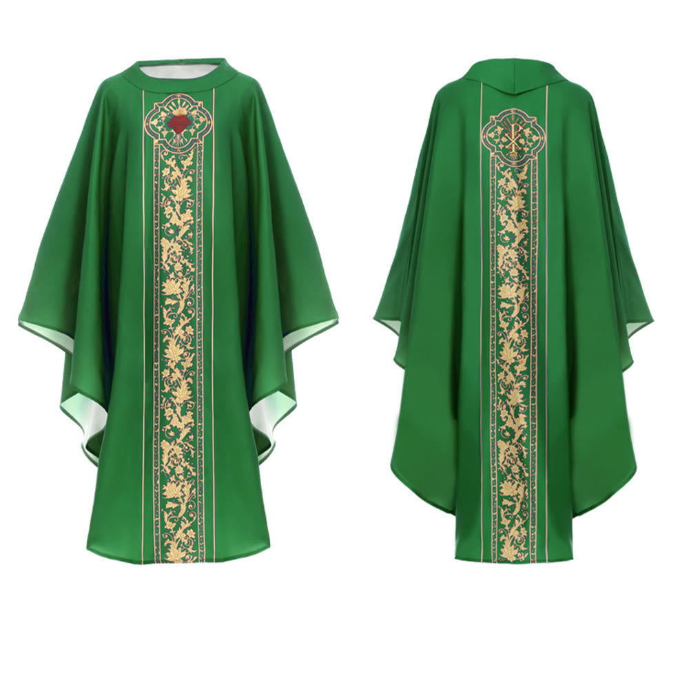 Christianartworkshop Chasuble With Sacred Heart Crest And Floral Vine Graphic Chasuble - image 2