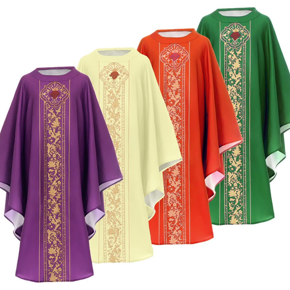 Christianartworkshop Chasuble With Sacred Heart Crest And Floral Vine Graphic Chasuble - image 17