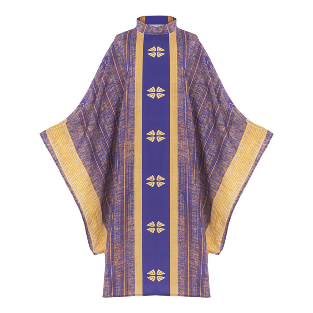 Christianartworkshop Traditional Clergy Chasuble With Central Panel And Floral Motifs Chasuble - image 1