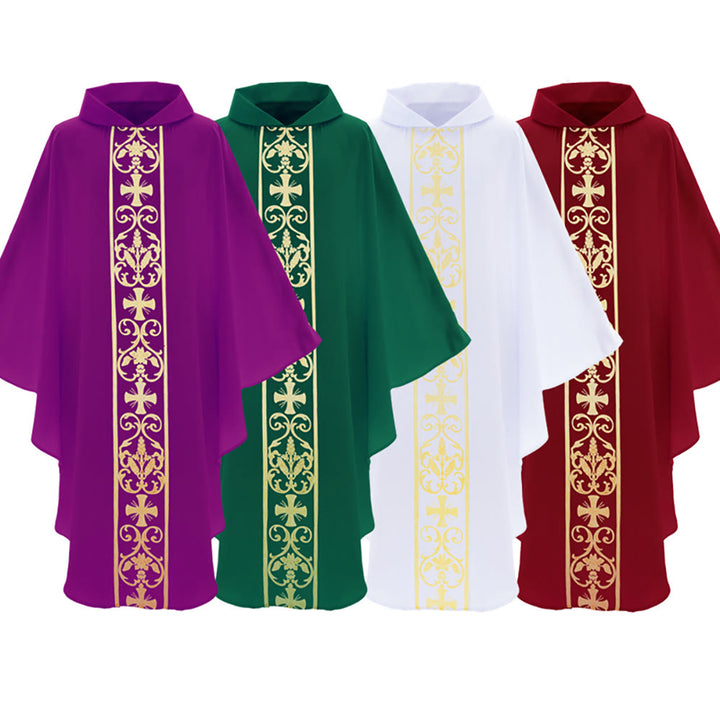 Christianartworkshop Elegant Chasuble With Central Cross, Floral Vine And Wheat Embroidery Chasuble - image 16